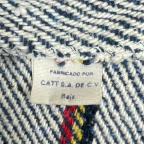 CATT Baja Hoodie Woven Striped Drug Rug Mexican Surfer Pullover XL - Picture 12 of 13